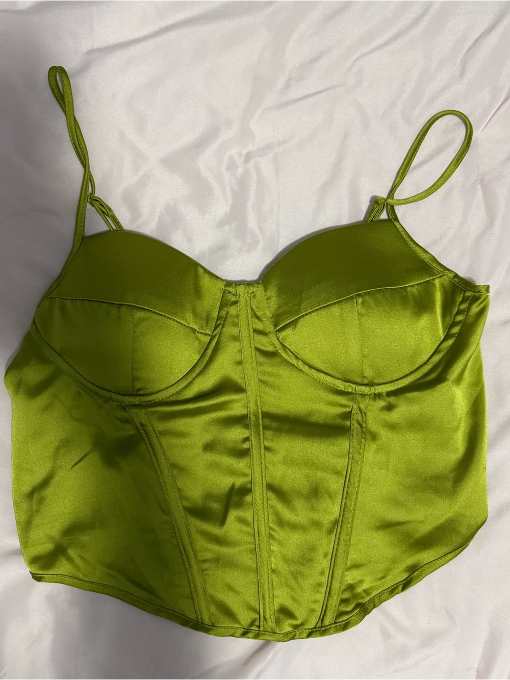 Sincerly Jules | Olive Satin Bustier Crop Top